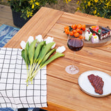 Sophia & William Acacia Wood Patio Dining Set with 1 Table and 2 Benches for 6, Oil Finished Tabletop and Spray Painted Legs, 3 Pieces Patio Dining Furniture for Porch Backyard, Teak and Black Sophia & William