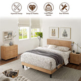 Mid Century Modern Solid Wood Platform Bed with Adjustable Headboard - Queen Size MUSEHOMEINC