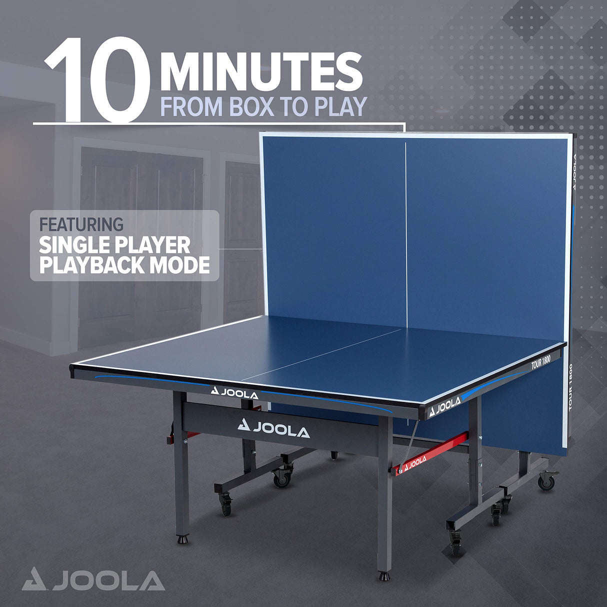 JOOLA Tour Indoor Ping Pong Table with Quick Clamp Table Tennis Net - 10 Minute Assembly - Foldable Indoor Surface with Single Player Playback Mode - Competition Grade MDF Top - Tournament Quality JOOLA