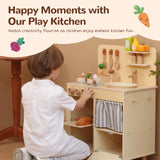 Leeshyah Play Kitchen for Kids, Classic Wooden Kitchen Playset with Food Accessories Set Ideal for Creative Pretend Play, Suitable for Toddlers, Girls & Boys Ages 3+ Leeshyah