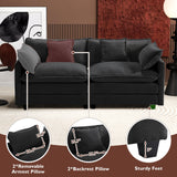 Ihanherry Cloud Sofa 77 Inch Loveseat, Modern Sectional Couch, 2-Seats Sofa for Living Room Bedroom and Apartment, Comfy Double Layer Upholstered Seat Cushion, Breathable Chenille Fabric, Black Ihanherry