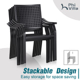 PHI VILLA 9 Pieces Patio Dining Table Set for 8, 60” Square Metal Wrought Iron Dining Table & Stackable Dining Chairs, Large Dining Furniture Set for Outdoor Deck, Yard, Porch PHI VILLA