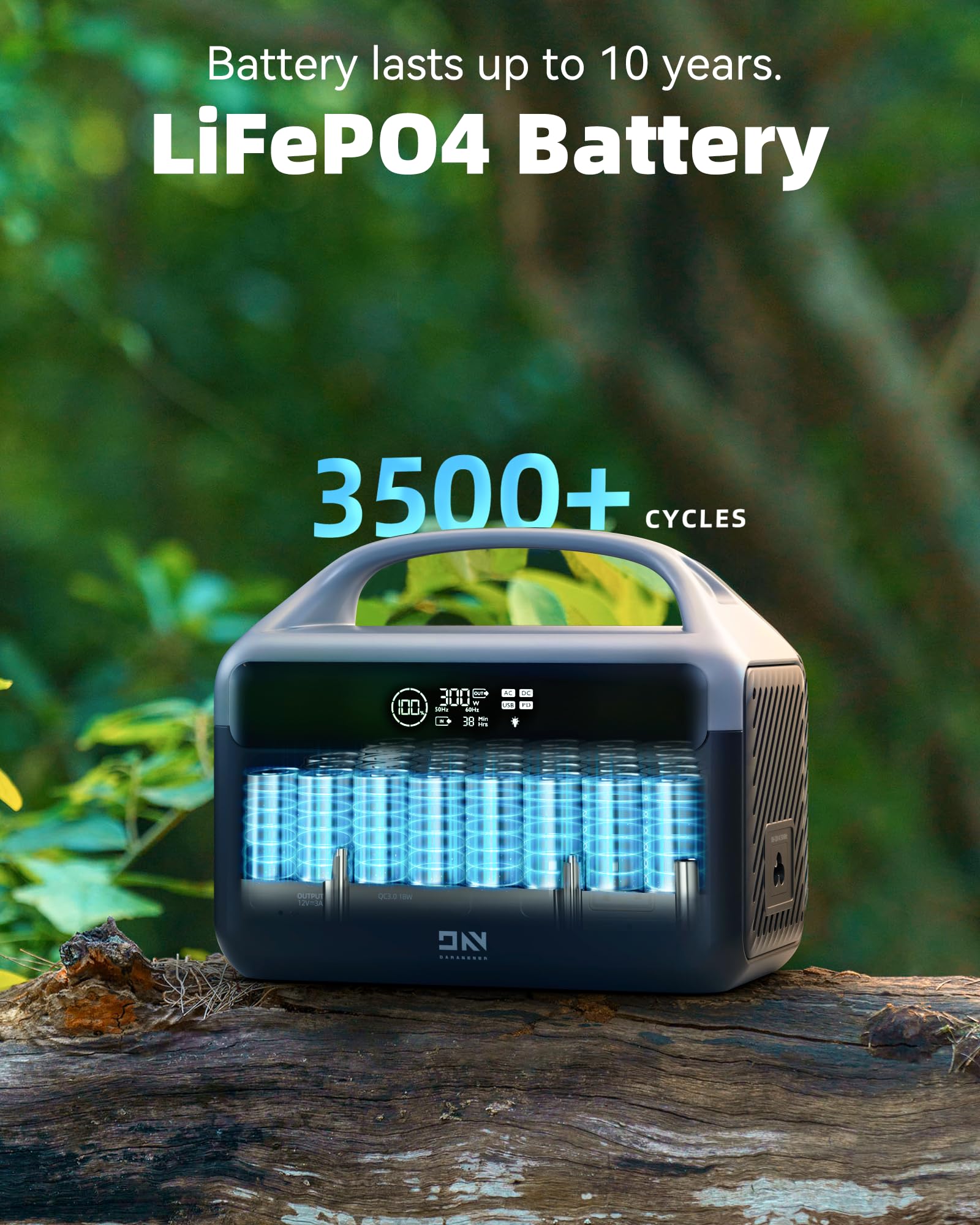 DaranEner Portable Power Station 56000mAh, 179.2Wh LiFePO4 Battery Backup w/ 2 300W (Peak 600W) AC Outlets, 1.5hrs Fast Charging, Power Bank for Hurricane Emergency/Outdoor Camping/RVs/Home U - WoodArtSupply