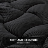 SLEEP ZONE Full Size Cooling Mattress Topper for Double Bed, Premium Zoned Cool Mattress Pad Cover, Padded Mattress Protector Breathable Washable, Deep Pocket 8-21" (Black, Full) SLEEP ZONE