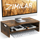 Zimilar Monitor Stand Riser, 2 Tiers Laptop Computer Monitor Riser for PC Screen, iMac, Desktop Wooden Screen Monitor Stand Riser with Storage for Home Office Zimilar