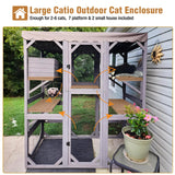 Catio Outdoor Cat Enclosure, Large Catio Walk-in Cat House Wooden Catio with Window Access for Patio, 5-Tier Cat Playpen Suumerpety