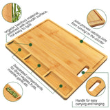 Cutting Boards,Large Bamboo Chopping Board, Built-In 3 Compartments And Juice Grooves, Charcuterie Board for Kitchen Counter Meat (Butcher Block) HHXRISE