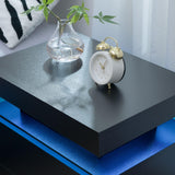 Cubehom Black Nightstand with LED Light Black Modern Bedside Table LED Nightstand with 2 Drawers End Side Table for Bedroom Generic