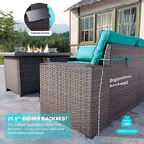 Kullavik 13 Pieces Outdoor Patio Furniture Set with 43" 55000BTU Gas Propane Fire Pit Table PE Wicker Rattan Sectional Sofa Patio Conversation Sets,Blue Kullavik