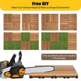 36pcs Hardwood Interlocking Patio Deck Tiles, 12"x12" All Weather Balcony DIY Flooring Tiles Acacia Waterproof Wood Flooring Tiles Portable Snap Click Together Patio Tiles for Indoor or Outdoor use DDYOOK