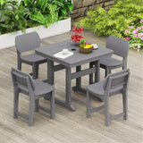 BIVODA 5-Piece HDPE Outdoor Patio Dining Set (Includes 1 Square Table and 4 Chairs) (All-Weather, Easy to Assemble, Umbrella Hole, 10+ Years of Lifespan) - Grey BIVODA