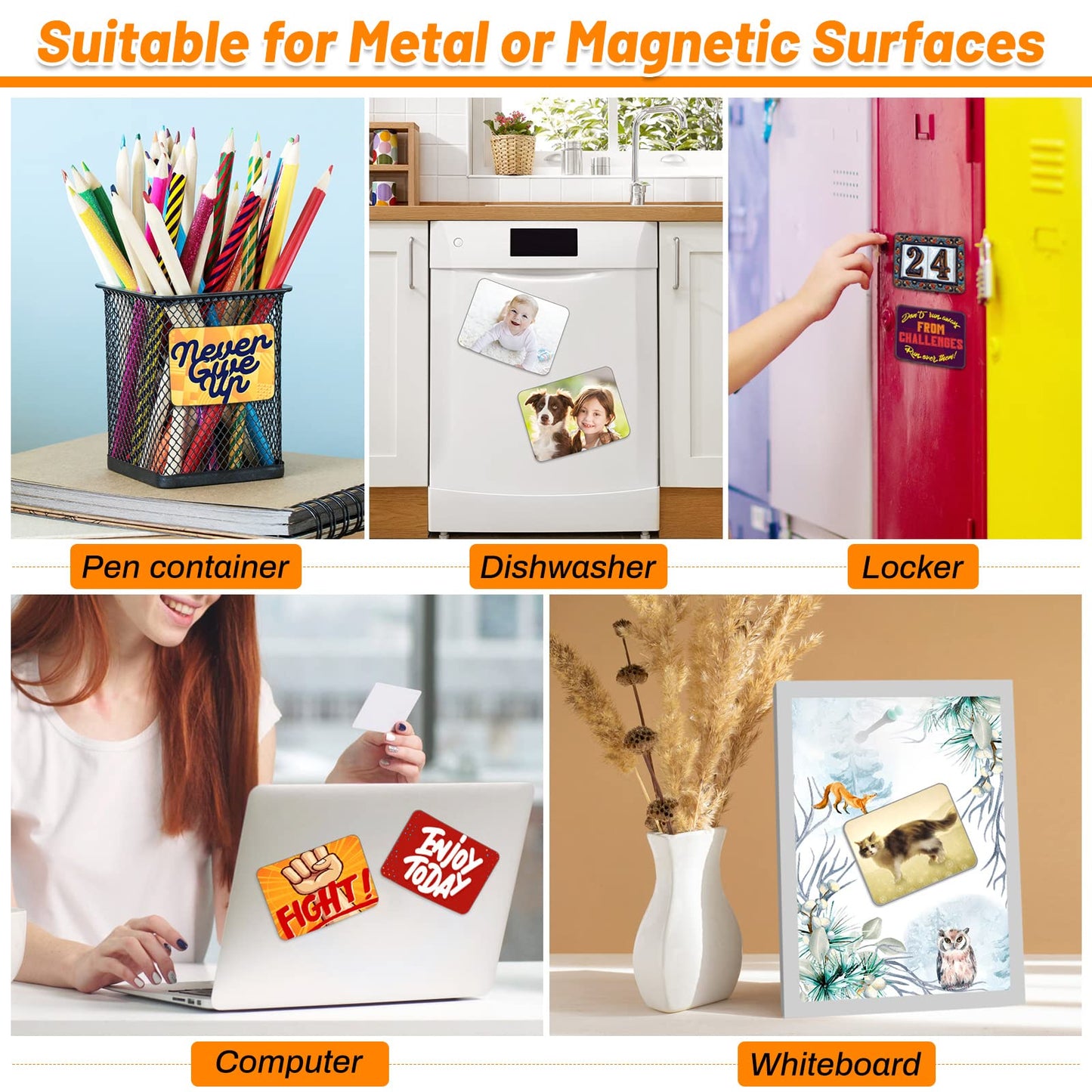 Lucomb 40 PCS Sublimation Magnets Blank, 5.5x7.5 CM Personalized Fridge Refrigerator Magnets Blanks Sublimation Magnetic Sticker Blanks Products for DIY Kitchen Microwave Office Wall Door Decorative