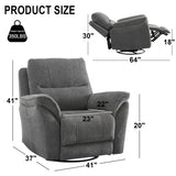 INZOY Glider Recliner Nursery Chair, Power Recliner Swivel Gider, Fabric Electric Swivel Recliner Rocker with Overstuffed Backrest, Power Recliner Chair Reclining Sofa for Living Room, Grey INZOY