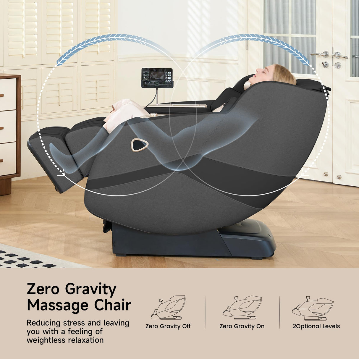 springspa 4D Full Body Massage Chair SL-Track, Zero Gravity Recliner with 16 Auto Modes, Thai Stretch, Shortcut Button, Back Heating, Bluetooth Speaker, Wireless Phone Charger, Q11 Black springspa