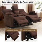 Home Theater Seating Loveseat Recliner Sofa, Power Reclining Couch with Massage & Heat, USB Charging Port, 2 Lumbar Support Pillows, Center Console, Cup Holder, Side Pocket, for RVs, Movie Room P.H.Furn