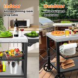 Outdoor Kitchen Island, Grill Table Cart with Drawer, Pizza Oven Stand, Movable 3-Shelf Prep Table with Side Table for Ninja Woodfire, Ooni Pizza Oven, Blackstone Griddle, Cuisinart, Cooking Station BBQMall
