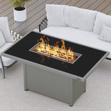 EAST OAK 52'' Propane Fire Pit Table, 60,000 BTU Gas Firepit W/Large Tempered Glass Tabletop, CSA Certified Outdoor Patio Fire Table with 9.2 lbs Glass Stone & Removable Lid, Grey EAST OAK