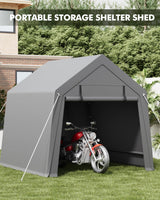 GarveeLife 10 x 10 ft Carport Storage Shed, Portable Garage with Roll-up Zipper Door, Heavy Duty Waterproof Tarp, Storage for Motorcycle, Bike, Firewood, Garden Tools GarveeLife