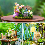 Spilay Dollhouse DIY Miniature Wooden Furniture Kit,Mini Handmade Doll House Model with Dust Cover & LED,1:24 Scale Creative Woodcrafts for Friend Lover Birthday Gift B113 Spilay