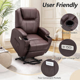 Esright Power Lift Recliner Chair for Elderly, Electric Lift Chair Sofa with Side Pockets, USB & Type-C Ports, Cup Holders, Brown, PU Leather Esright