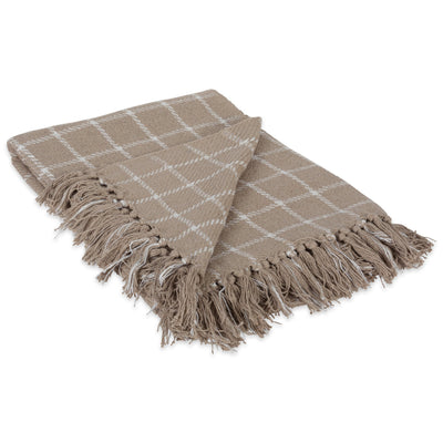 DII Transitional Checked Plaid Woven Throw, 50x60, Stone