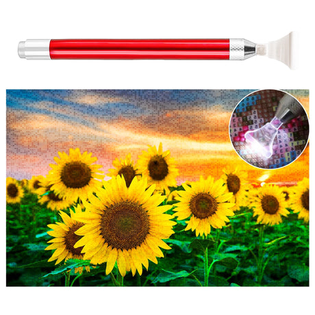 Sunflower Diamond Painting With Illuminated Pen Tip | 5D Large Diamonds Painting Kits With Accessories For Adults | DIY Full Drill Diamond Art Diamond Painting For Home Decor (27.5 X 15.7inch) LGANHAPY
