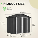 DWVO 6x4ft Outdoor Storage Shed, Weatherproof Tool Shed w/Locking Entry & Ventilation for Grass Cutter, Bike, Equipment, Courtyard, Garden (Dark Gray) DWVO