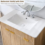 T4TREAM 30" Fluted Bathroom Vanity with Ceramic Sink Combo，Freestanding Modern Bathroom Storage Vanity Cabinet with 2 Soft Closing Doors & 3 Drawers，Wood Grain Texture，Metal Handle，Natural Oak T4TREAM