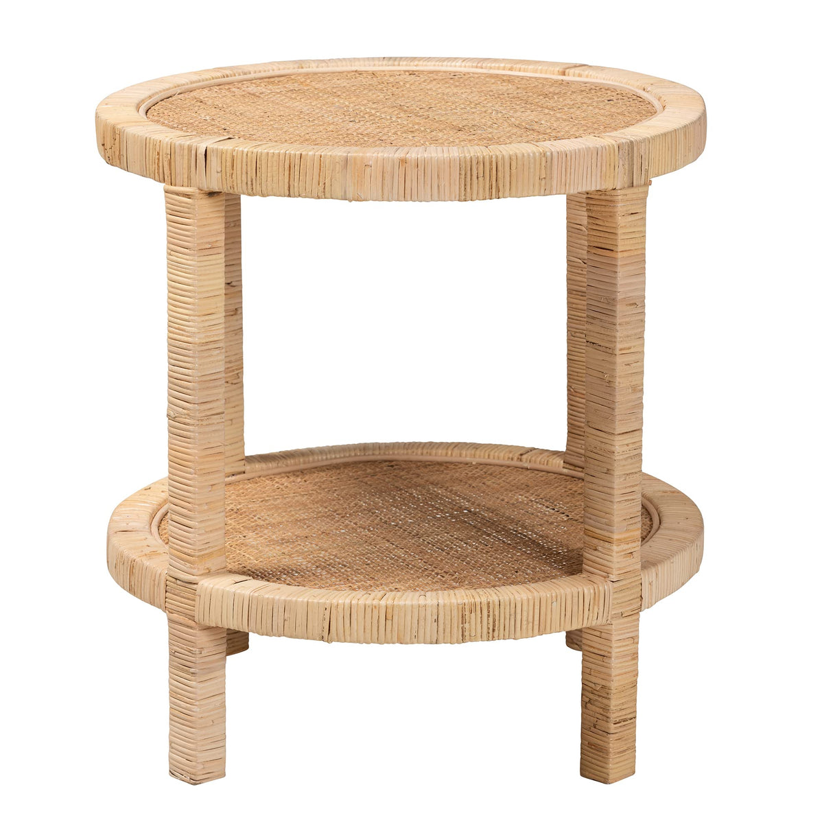 bali & pari Bella Natural Rattan End Table, 2-Tier bali & pari