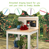 GROWRKS Potting Bench Outdoor Potting Table—All-Weather Kids Solid Wood Garden Work Station with Sink、Drawing Board、Shelves, Weather Proof（Natural, Large） GROWRKS