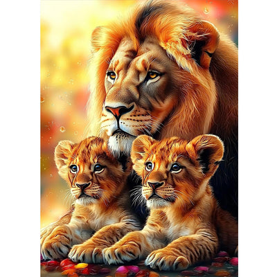 RICUVED Lion Diamond Painting Kits for Adults, 5D Animal Diamond Painting Diamond Art Kits for Beginners, Full Drill Diamond Art Diamond Gem Lion Family Diamond Painting Kits for Home Decor 12x16Inch