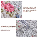 Joyreap Floral Cotton Quilt Set, Neutral Flowers Grid Patchwork Design, 3 Pieces Queen Size Quilt Bedding Set, Farmhouse Countryside Bedspread Bed Cover for All Season- 90x90 inches Joyreap