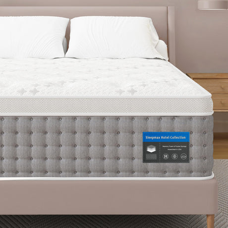 Sleepmax Firm Queen Mattress 14 Inch - Luxury Hybrid Mattress Extra Lumbar & Hip Support - Pressure Relief Deep Sleep Bed in a Box - 365-Night Trial, Fiberglass-Free, CertiPUR-US Certified Sleepmax