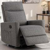 SMUG Swivel Rocking Recliner Chair with Extra Large Footrest High Back, Upholstered Glider Nursery Chair for Living Room, Bedroom & Nursery, Comfortable Deep Seat for Relaxation, Grey SMUG