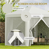 Outsunny 13' x 11' Canopy Tent, Sun Shelter with Protective Mesh Screen Walls, Hexagon Outdoor Tent for Parties, Cream White Outsunny