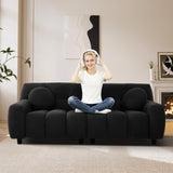 72.8" Boucle Cloud Sofa Couch with 2 Soft Pillows,Comfy Upholstered Teddy 2 Seater LoveSeat Sofa,Modern Deep Seat Sherpa Cloud Couch, Oversized Love Seat for Living Room Bedroom Apartment,Black DAMAIFROM