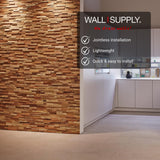 Wall!Supply - 3D Reclaimed Teak Wood Wall Panels - Colorado UltraWood Wall Covering for Feature Walls - Modern Wallpaper Alternative - Easy DIY Installation - 10-Pack Wall!Supply