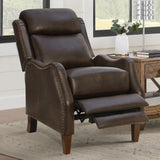 KISLOT Leather Pushback Recliner Faux Armchair with Rivet Decoration Single Sofa Accent Chair for Living Room Bedroom KISLOT