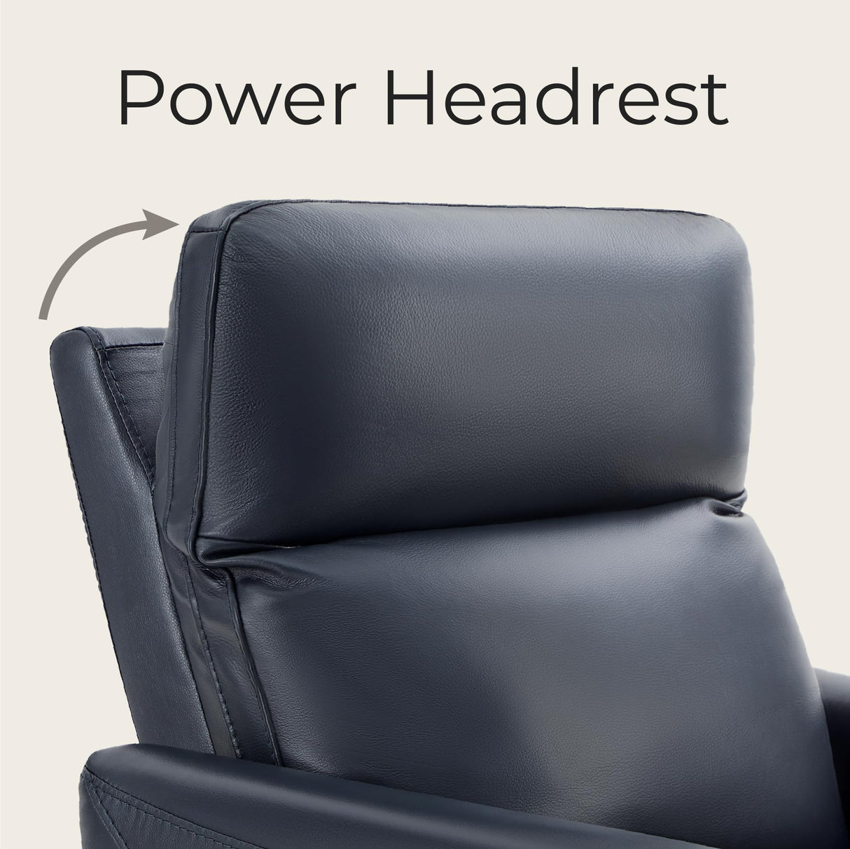 CHITA Genuine Leather Power Recliner Chair for Adults, Electric Wall Hugger Recliner for Small Spaces, Modern Living Room and RV Recliner Chair with Power Headrest & Charging Ports, Dark Blue CHITA