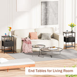 LAKEMID Nightstand with Charging Station and Drawer, End Table Bedside Table with 20 Colors LED Light Strip and 2 Layers Shelf for Bedroom Living Room Sofa Couch, Black LAKEMID