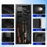 KAER Gun Safe, 10-14 Biometric Gun Safe for Rifles and Pistols, Large Gun Safes for Home, Gun Cabinets for Rifles and Shotguns, Rifle Safe with Built-in Cabinet and Removable Gun Racks KAER