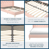 Novogratz Her Majesty Tufted Upholstered Bed Frame, Full, Pink Linen Novogratz