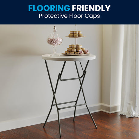 Flash Furniture Elon 2.6' Round Folding Bar Height Table for Parties and Commercial Events, Indoor/Outdoor Plastic Bar Height Folding Table, White Flash Furniture