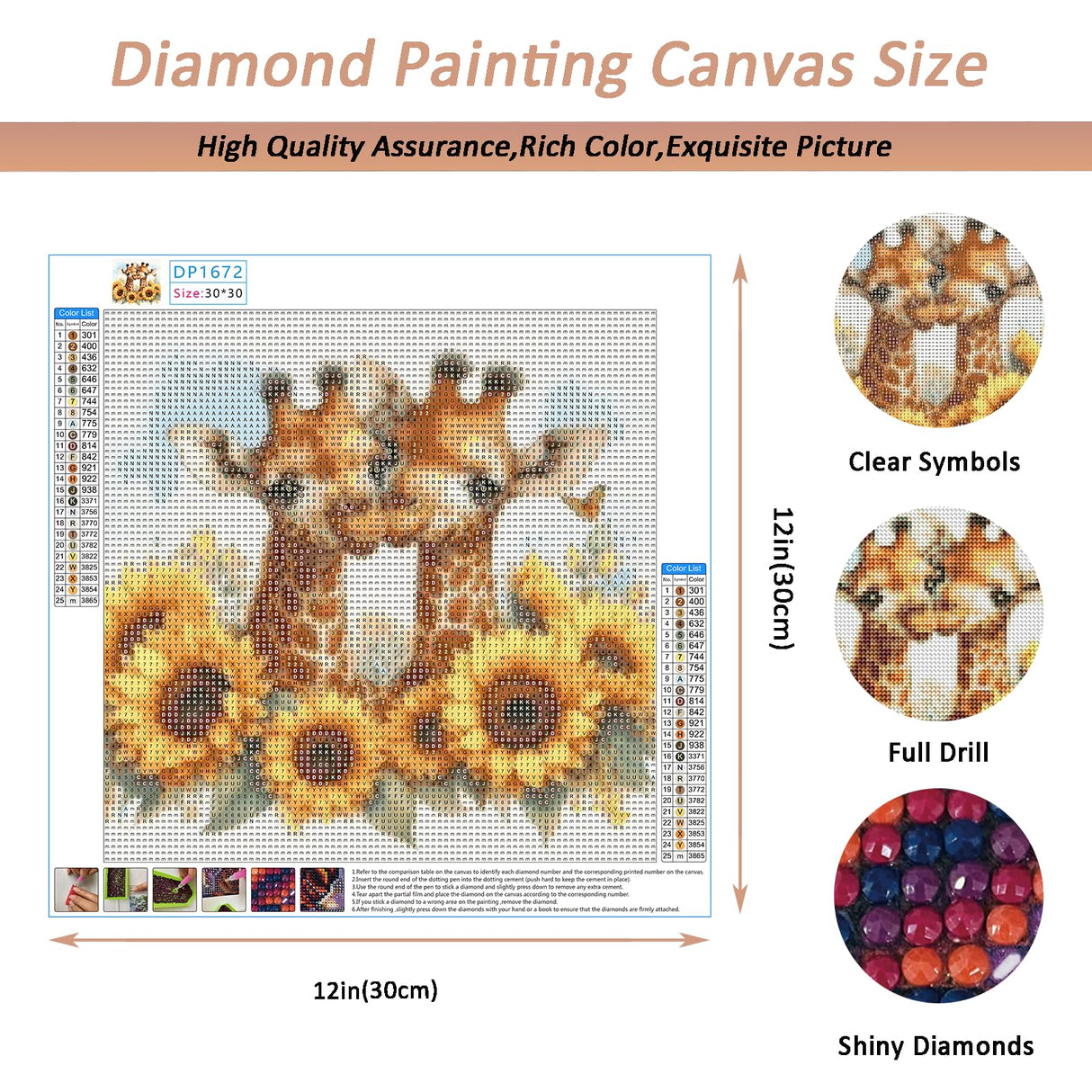 Auremi Giraffe Diamond Art Painting Kits for Adults 5D Sunflower Diamond Art Kit for Beginners, DIY Paint with Round Full Drill Animal Diamonds Paintings Animal Gem Art for Home 12X12 Inch Auremi