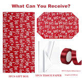 Jaywayang 5 Pack Red Christmas Gift Boxes with Lids, Ribbons and Tissue Papers Square Gift Boxes - 7.1 Inch - Presents Wrapping Christmas Gift Holiday New Year Party Favor Boxes. Jaywayang
