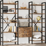 70 x70" Triple 5 Tier Book Shelf, Industrial Large Bookcase with Storage Cabinet, Tall Bookshelf with 14 Open Display Shelves Metal Frame Furniture for Living Room Bedroom Home Office Rustic Brown astimey