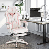 Vonesse Pink Gaming Chair for Girls, Pink Computer Gaming Chairs for Adults, Reclining Gamer Chair with Footrest with Massage, Ergonomic Home Office Gaming Chair High Back (White/Pink) Vonesse