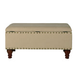 Homepop Home Decor | Upholstered Storage Bench with Nailhead Trim | Ottoman with Storage for Living Room & Bedroom | Decorative Home Furniture (Tan ) Large HomePop