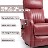 PELUMY Recliner Chair Swivel Rocking with Heat Massage - 360° Manual Recliner, 8-Point Vibrating & Lumbar Heat, Easy Assembly Chair for Living Room (Breathable Leather, Red) PELUMY