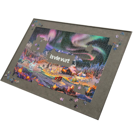 Lavievert Wooden Jigsaw Puzzle Board Portable Puzzle Plateau for Puzzle Storage Puzzle Saver, Non-Slip Surface, Fits Up to 1500 Pieces - Gray LAVIEVERT